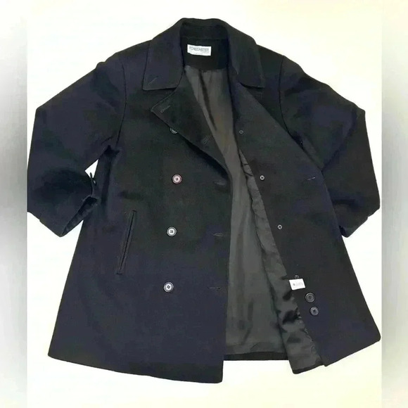 Forecaster Of Boston Women’s Pea Coat Jacket Black Wool Double Breasted Size- 8 - Picture 3 of 12